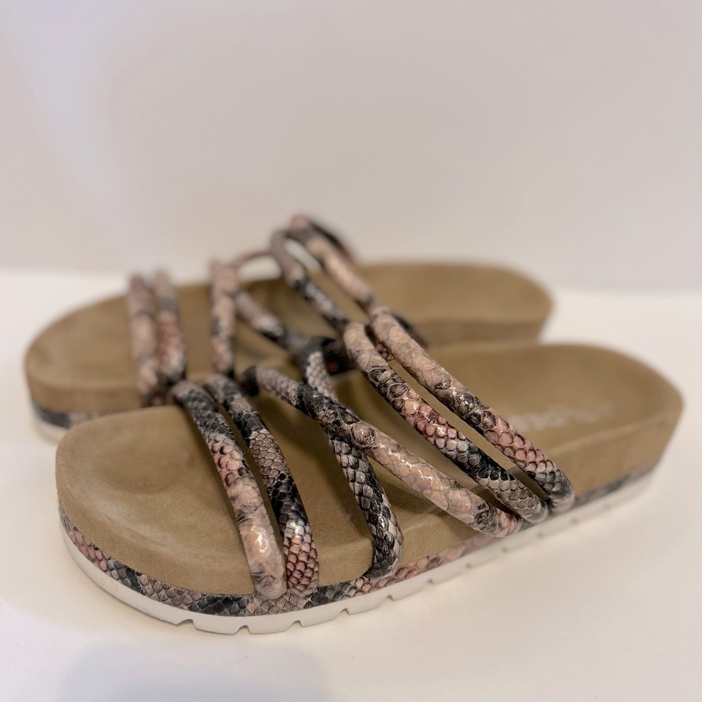 J/Slides Snake Print Leather Upper Sandals Size 8.5